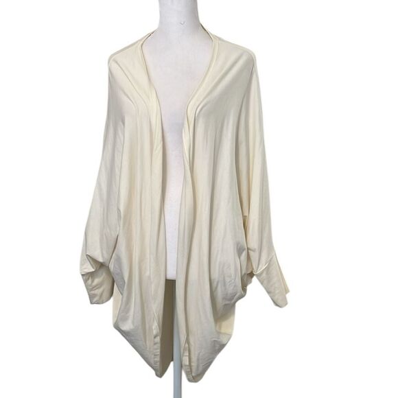 Elegant OSFM cream batwing cocoon boho open front cardigan EUC - Picture 1 of 5